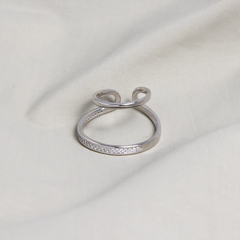 Minimaliste S925 Argent Sterling Double Cercle Zirconia Ear Cuff Géométrique Sans Perçage Clip Boucles d'Oreilles Bijoux ES087