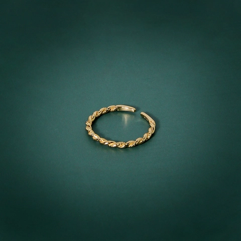 Anillo Abierto de Plata de Ley S925 Chapado en Oro Minimalista Trenzado para Mujer Ajustable Vintage Geométrico Regalo