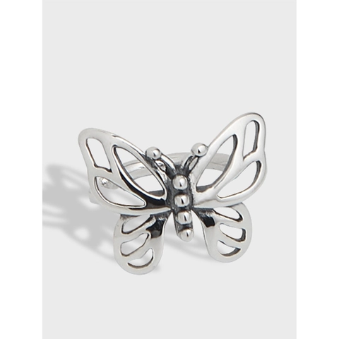 Βίντατζ Σκουλαρίκι Ear Cuff Πεταλούδα από Ασήμι 925 Χωρίς Τρύπα για Γυναίκες Ρετρό Οξειδωμένο Ασημένιο Κόσμημα