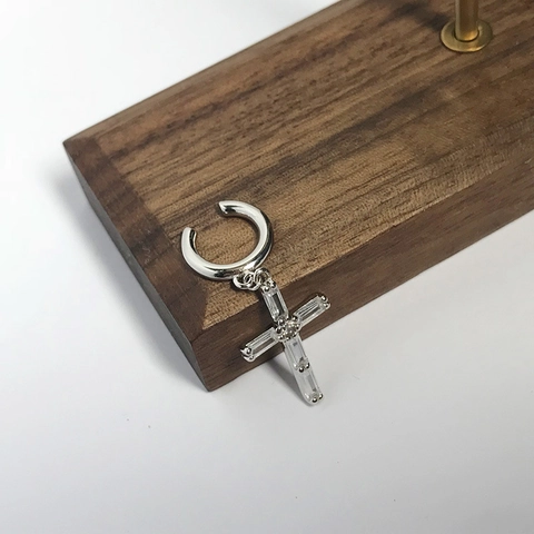 925 Sterlingsilber Kreuz Ear Cuff Für Damen Minimalistisch Strass Eingelegt Ohne Piercing Clip Ohrringe Mode Schmuck