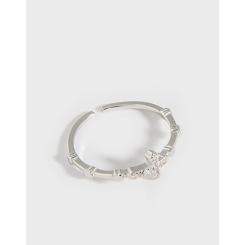 S925 Sterlingsilber Kreuz Ring Für Damen Minimalistisch Verstellbar Offener Fingerring Mit Strass Koreanischer Modeschmuck Geschenk