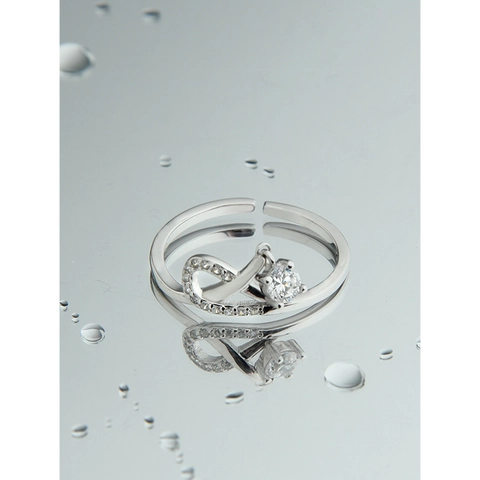 Anillo Ajustable de Plata de Ley S925 para Mujer Colgante de Circonia Diseño Infinito Joyería de Moda Regalo