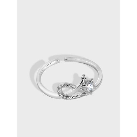 Anillo Ajustable de Plata de Ley S925 para Mujer Colgante de Circonia Diseño Infinito Joyería de Moda Regalo