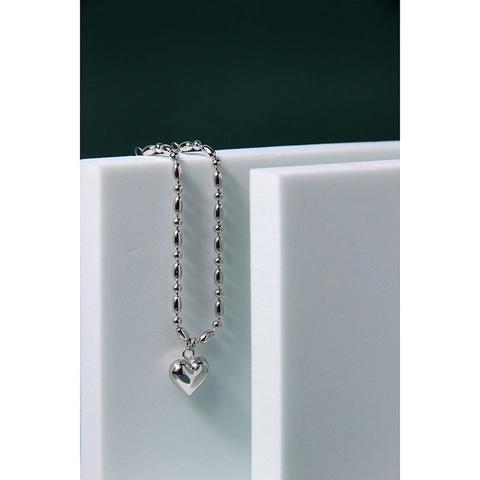 Bracciale con Pendente a Cuore in Argento Sterling 925 da Donna Bracciale a Catena con Perle d'Oliva Minimalista Gioielli