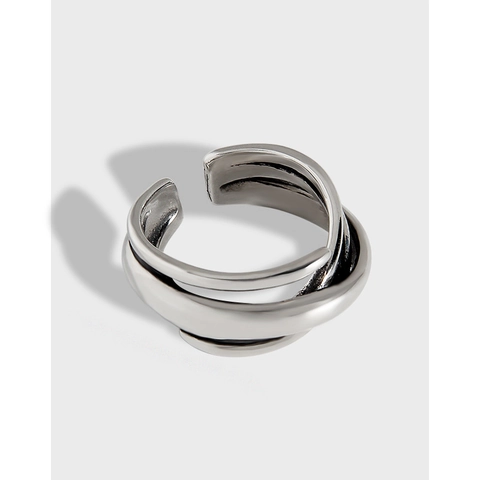 Anillo de Plata de Ley 925 Vintage de Varias Capas para Mujer Minimalista Ajustable Anillo de Dedo Joyería de Moda