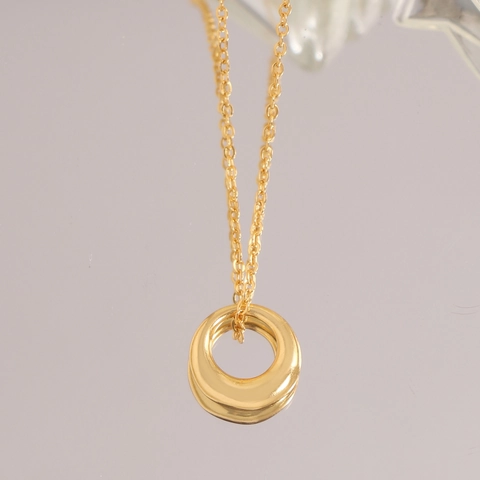925 Sterlingsilber Minimalistisch Spirale Kreis Anhänger Halskette Für Damen Galvanisiert Gold Schlüsselbein Kette Mode Schmuck