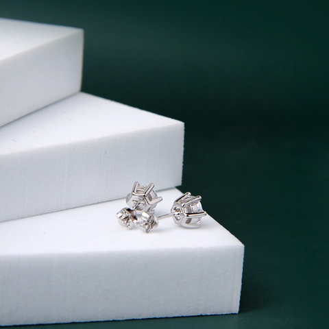 Lussuosi Orecchini a Lobo in Argento Sterling S925 con Strass Rotondi per Donna Design a Sei Griffe Minimalista Gioielli di Moda