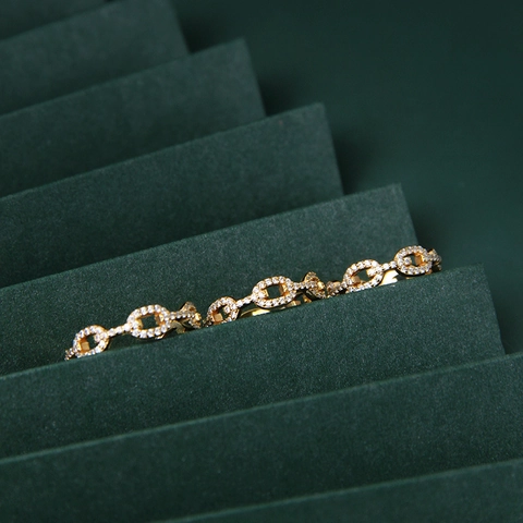 S925 Sterlingsilber Vergoldet Kette Ring Für Damen Mit Pavé-Zirkonia Minimalistischer Schmuck Fingerring Accessoires