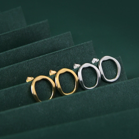 S925 Sterlingsilber Unregelmäßiger Kreis Ohrstecker Für Damen Minimalistisch Geometrisch Gold Silber Ohrringe Schmuck Geschenk