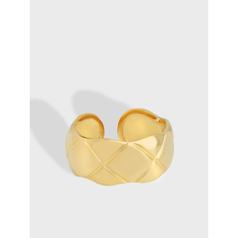 925 Sterlingsilber Steppmuster Offener Ring Für Damen Minimalistisches Design Geometrischer Plaid Verstellbarer Fingerring Schmuck Geschenk
