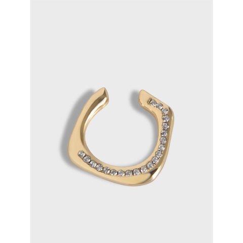 Ear Cuff en Argent Sterling 925 Plaqué Or Strass Sans Perçage Clip d'Oreille pour Femme Bijoux Minimalistes Mode Cadeau