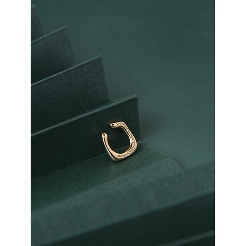 Ear Cuff en Argent Sterling 925 Plaqué Or Strass Sans Perçage Clip d'Oreille pour Femme Bijoux Minimalistes Mode Cadeau