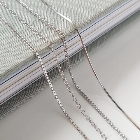 Collana in Argento Sterling 925 Minimalista Placcato Oro Bianco Catena a Maglia Catena Veneziana Catena a Serpente per Donna