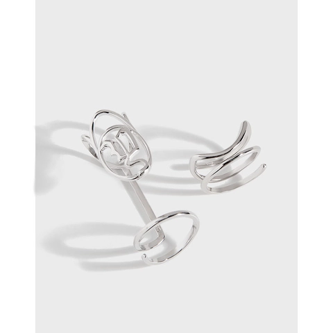 925 Sterling Silver Chic Geometric Abstract Nail Ring For Women Minimalist Adjustable Joint Ring Ins Style Fashion Jewelry