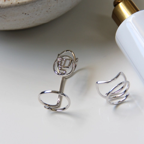 925 Sterling Silver Chic Geometric Abstract Nail Ring For Women Minimalist Adjustable Joint Ring Ins Style Fashion Jewelry