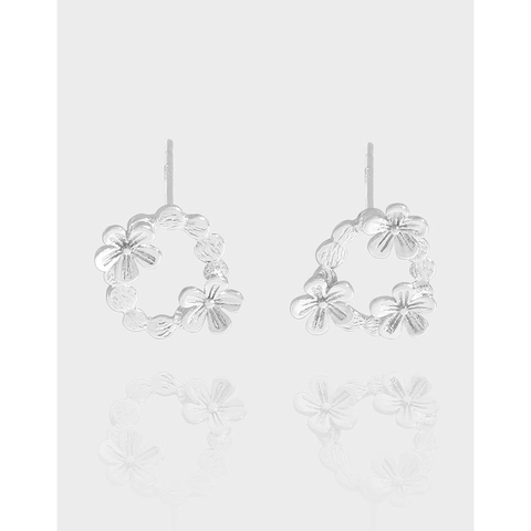 Orecchini a Bottone a Petalo Asimmetrici in Argento Sterling 925 Orecchini a Ghirlanda Floreale Minimalisti per Donna Gioielli di Moda