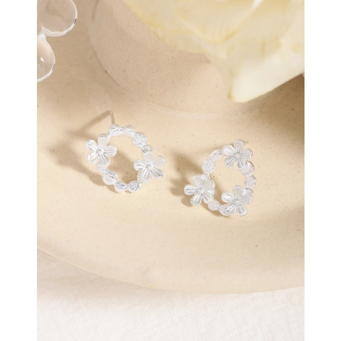 Orecchini a Bottone a Petalo Asimmetrici in Argento Sterling 925 Orecchini a Ghirlanda Floreale Minimalisti per Donna Gioielli di Moda