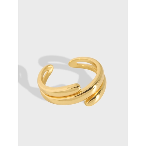 Minimalist 925 Sterling Silver Multilayer Wrap Open Ring For Women Adjustable Geometric Gold Plated Fashion Jewelry Finger Ring