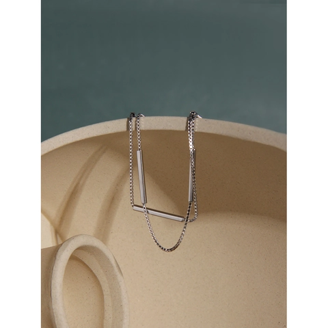 S925 Sterling Silver Double Layer Geometric Bar Bracelet Minimalist INS Style Fashion Jewelry Hand Accessory For Women Gift