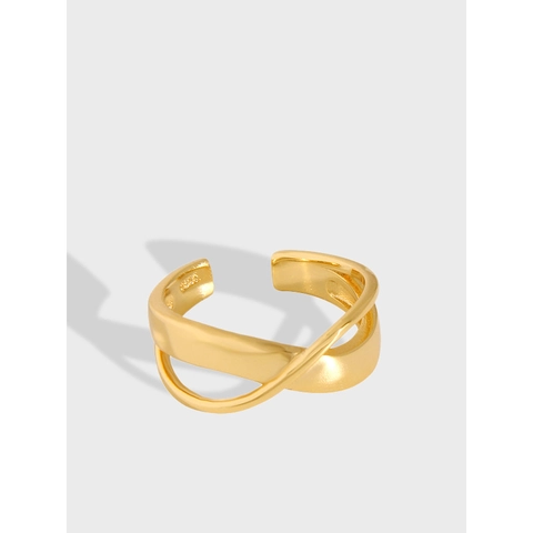 Minimalistischer Ring Aus 925 Sterlingsilber Vergoldet Verflochtene Linien Überkreuzt Verstellbar Geometrischer Damen Schmuck Geschenk