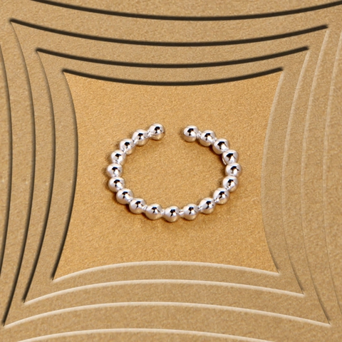 Minimalist 925 Sterling Silver Beaded Open Ring For Women Ins Style Adjustable Geometric Ball Fashion Finger Jewelry Accessory