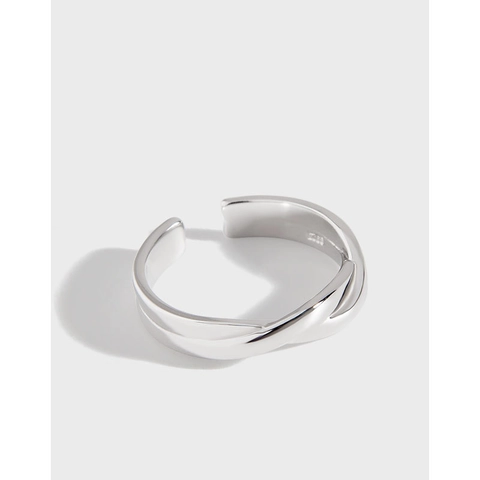 Minimalistischer 925 Sterling Silber Gewundener Offener Ring Für Damen Verstellbarer Koreanischer Ins Stil Modeschmuck