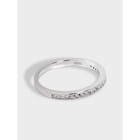 S925 Sterling Silver Zirconia Ring For Women Minimalist Micro Pave Thin Band Stackable Ins Style Elegant Finger Jewelry