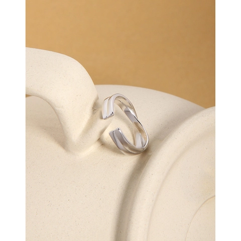 Minimalistischer 925 Sterling Silber Gewundener Offener Ring Für Damen Verstellbarer Koreanischer Ins Stil Modeschmuck