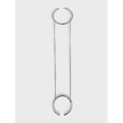 Minimalist S925 Sterling Silver Double Ring For Women Adjustable Open Chain Ring Unique Design Artificial Pearl Ring Jewelry