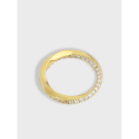 925 Sterlingsilber Möbiusband Ring Für Damen Minimalistisch Vergoldet Strass Verdreht Geometrisch Band Finger Schmuck