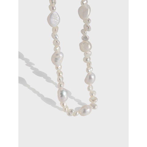 Collar de Perlas Naturales Irregulares Barrocas para Mujer Cierre de Plata de Ley 925 Estilo Ins Choker Artístico Joyería