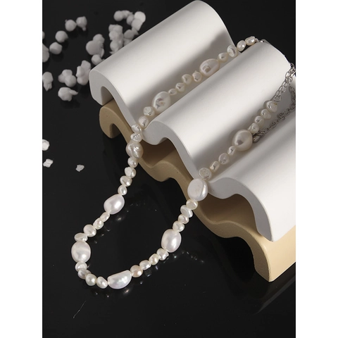 Collar de Perlas Naturales Irregulares Barrocas para Mujer Cierre de Plata de Ley 925 Estilo Ins Choker Artístico Joyería