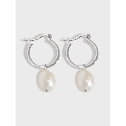 925 Sterling Zilveren Barokparel Creolen Voor Dames Minimalistische Geometrische Onregelmatige Parel Oorknopjes Mode Sieraden