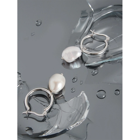 925 Sterling Zilveren Barokparel Creolen Voor Dames Minimalistische Geometrische Onregelmatige Parel Oorknopjes Mode Sieraden