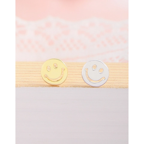 S925 Sterling Silver Smiley Face Stud Earrings Minimalist Hollow Round Cookie Ear Rings For Women Girls Daily Jewelry Gift