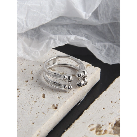 Minimalistischer 925 Sterlingsilber Verstellbarer Offener Ring Für Damen Nische Flüssigmetall Design Unregelmäßiger Ring