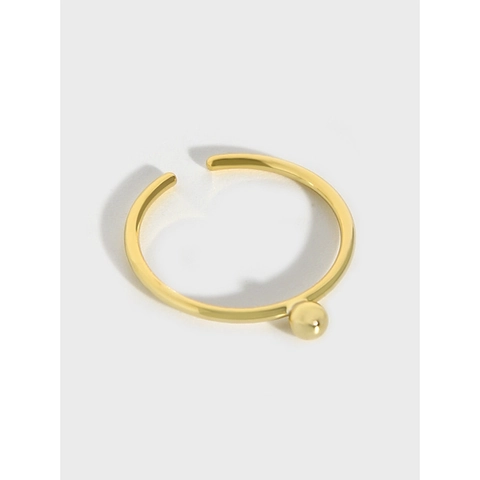 Minimalistischer S925 Sterlingsilber Goldperlen Offener Ring Für Damen Schicker Verstellbarer Geometrischer Fingerring Schmuck Geschenk