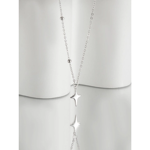 Minimalist 925 Sterling Silver North Star Necklace For Women Asymmetric Clavicle Chain Four Pointed Star Pendant Gift