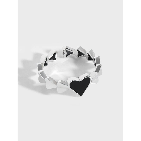 S925 Sterling Silber Herz Ring Für Damen Vintage Pik Herz Verstellbarer Öffnungsring Minimalistischer Mode Schmuck Geschenk