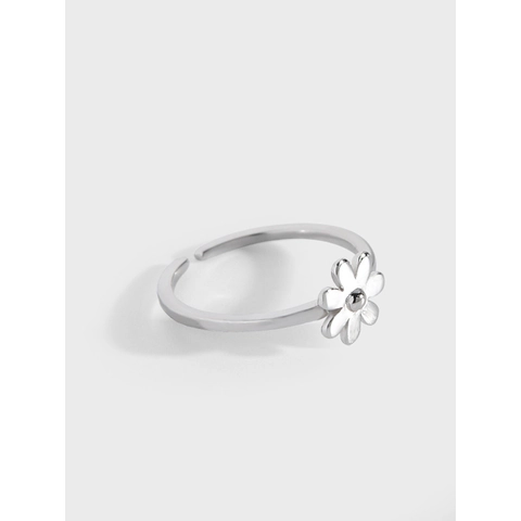 S925 Sterling Silver Daisy Flower Open Ring For Women Minimalist Adjustable Korean Style Flower Finger Ring Fashion Jewelry Gift