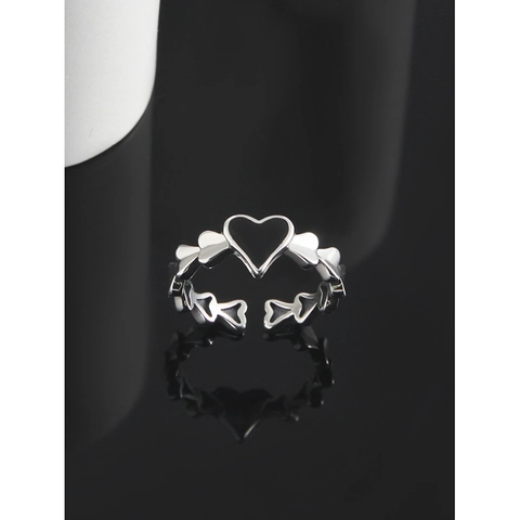 S925 Sterling Silber Herz Ring Für Damen Vintage Pik Herz Verstellbarer Öffnungsring Minimalistischer Mode Schmuck Geschenk