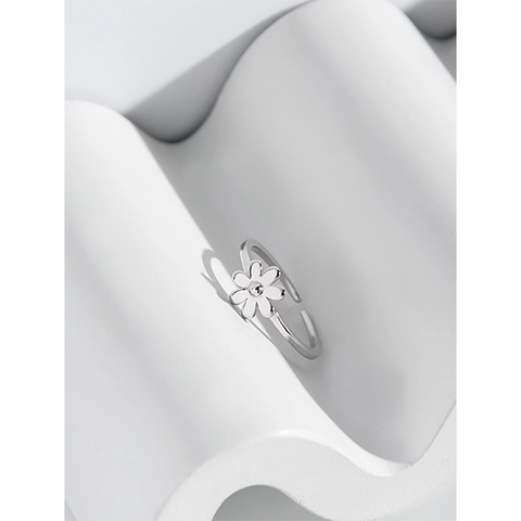S925 Sterling Silver Daisy Flower Open Ring For Women Minimalist Adjustable Korean Style Flower Finger Ring Fashion Jewelry Gift