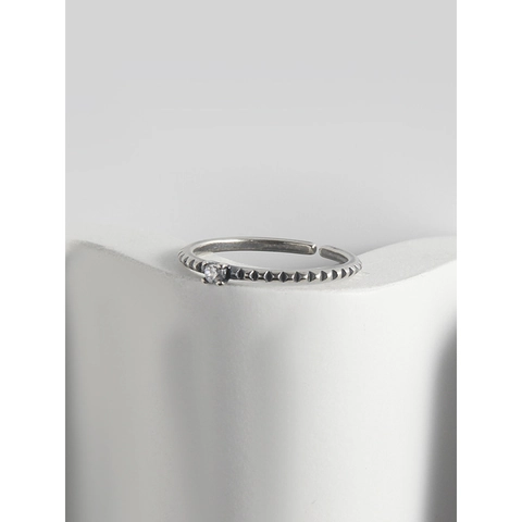 925 Sterling Silver Zirconia Adjustable Open Ring Women Retro Geometric Pattern Ring Vintage Minimalist Jewelry Daily Gift