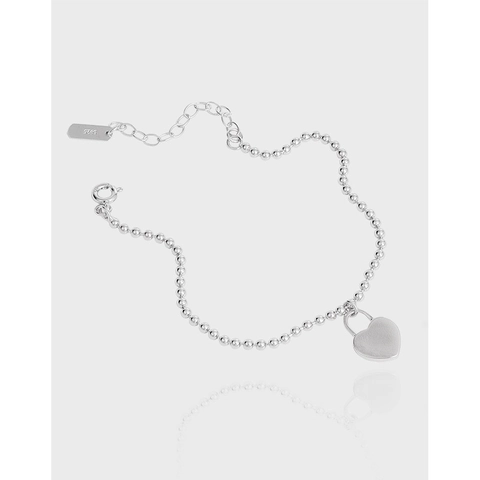 Bracciale S925 in Argento Sterling con Ciondolo a Cuore per Donna Bracciale Minimalista con Catena a Sfere Stile Coreano Ins Gioielli Regolabili Regalo