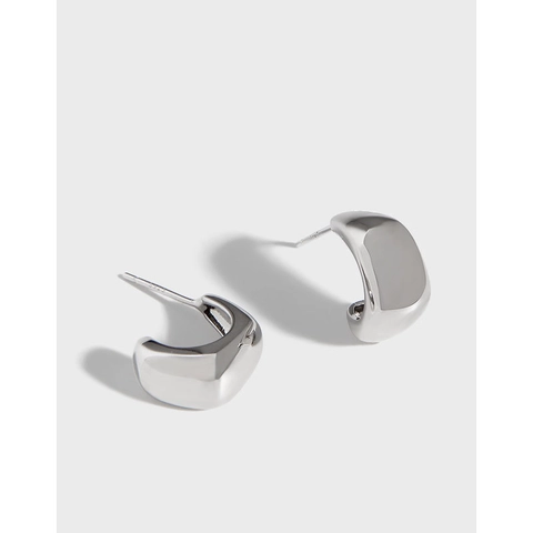 Orecchini a Cerchio Spessi in Argento Sterling 925 per Donna Orecchini a Bottone Geometrici Lucidi Minimalisti Gioielli