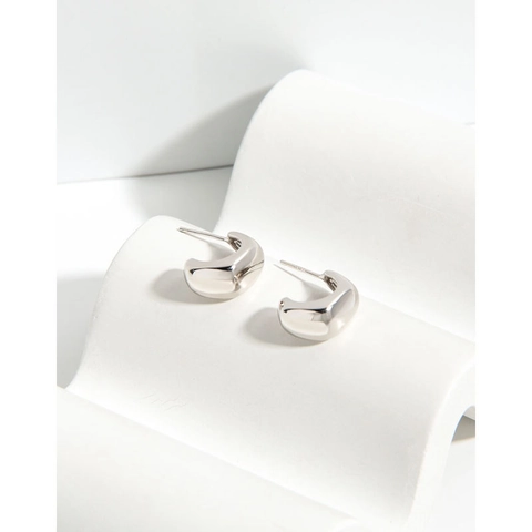 Orecchini a Cerchio Spessi in Argento Sterling 925 per Donna Orecchini a Bottone Geometrici Lucidi Minimalisti Gioielli