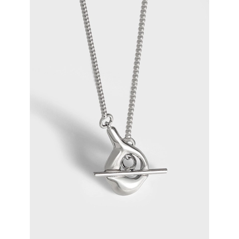 Collana Minimalista in Argento Sterling S925 con Catena a Sfere e Chiusura a Bascule Donna Design di Nicchia Gioielleria Coreana