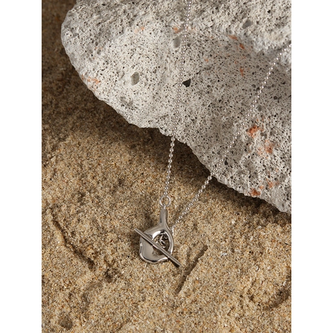Collana Minimalista in Argento Sterling S925 con Catena a Sfere e Chiusura a Bascule Donna Design di Nicchia Gioielleria Coreana