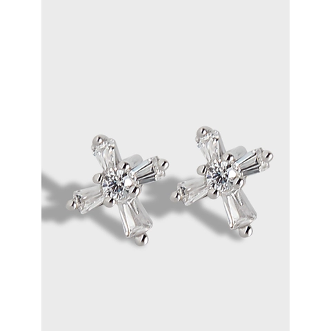 925 Sterlingsilber Kreuz Ohrstecker Für Damen Minimalistische Strass Geometrische Eingelegte Kleine Ohrringe Schmuck Geschenk