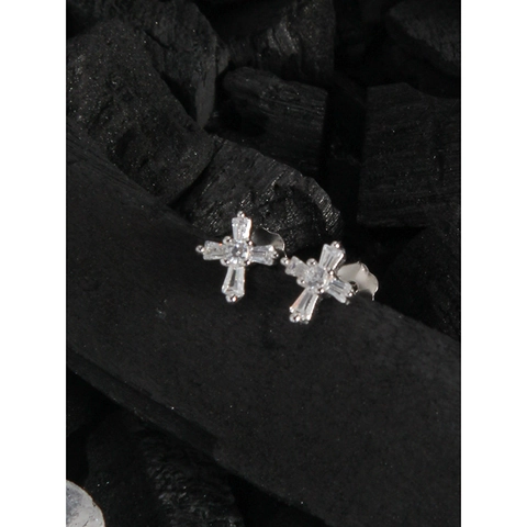 925 Sterlingsilber Kreuz Ohrstecker Für Damen Minimalistische Strass Geometrische Eingelegte Kleine Ohrringe Schmuck Geschenk